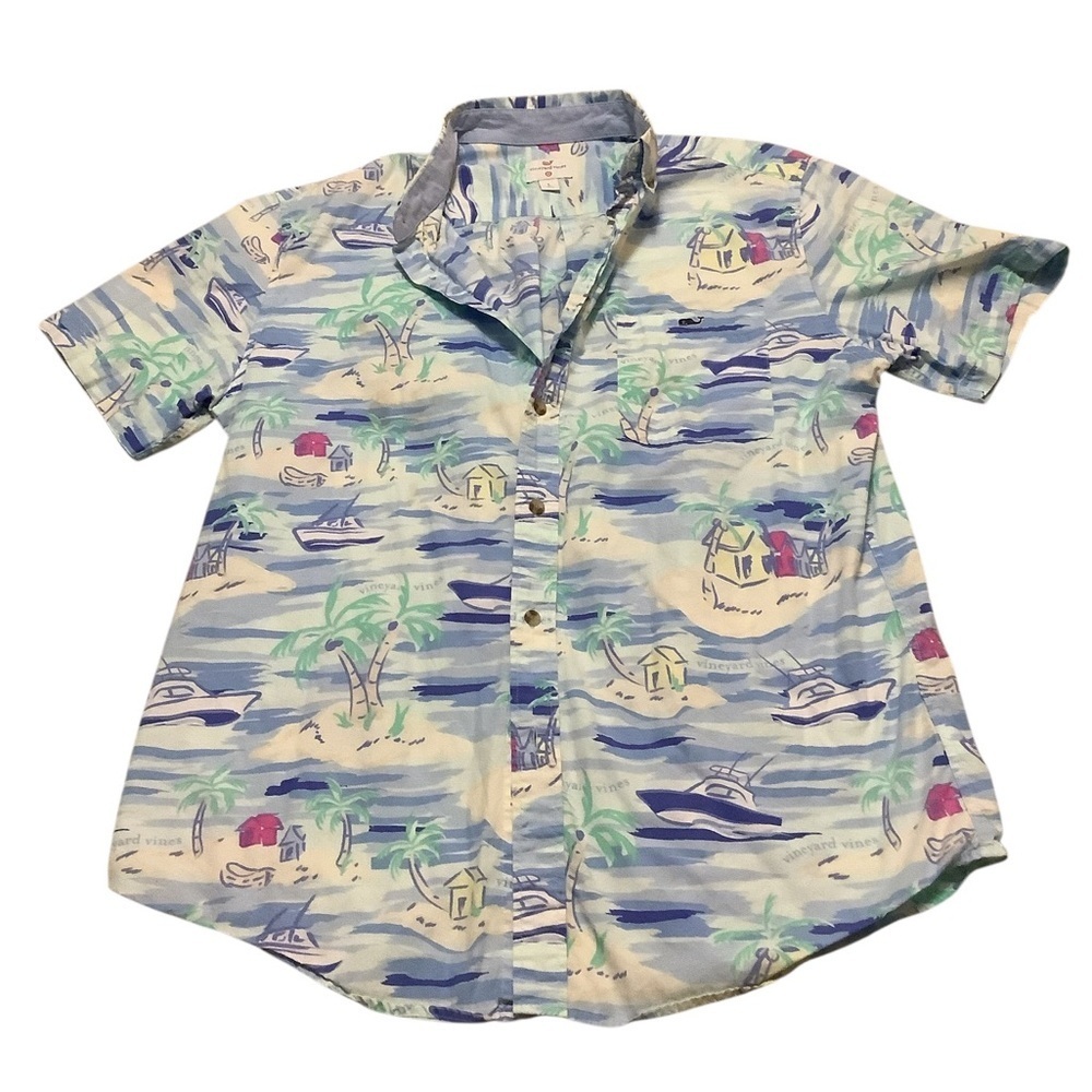 Vineyard vines beach hawian tropical Print Short Sleeve  Shirt